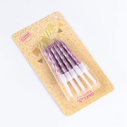 Свечи в торт «Спираль», 10 шт., средние, 5 см, розовый металлик