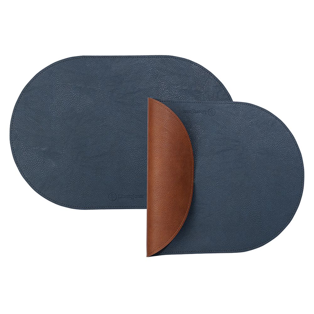 Набор из 4-х двухсторонних сервировочных салфеток Pool, 30х45 см, синий/коричневый