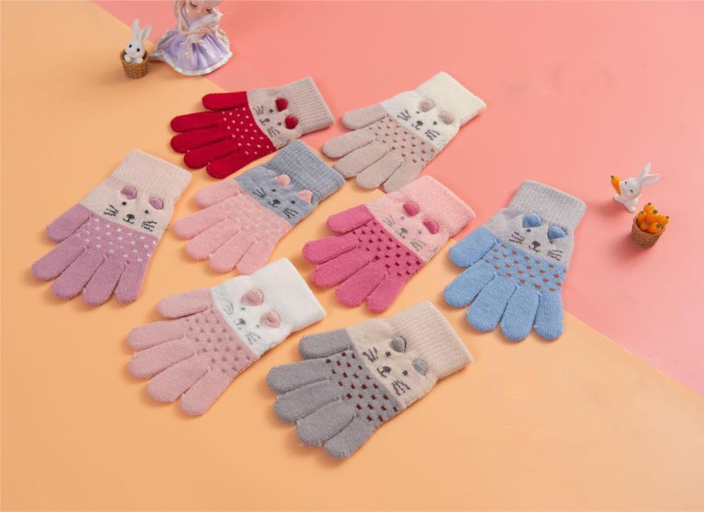 Перчатки для девочек с принтом 4-6 лет, в ассорт. Арт. 965431, 1 шт.