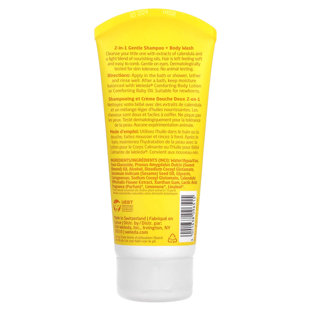 Weleda, экстракт календулы, нежное средство 2 в 1: шампунь и гель для душа, 200 мл (6,8 жидк. унции)