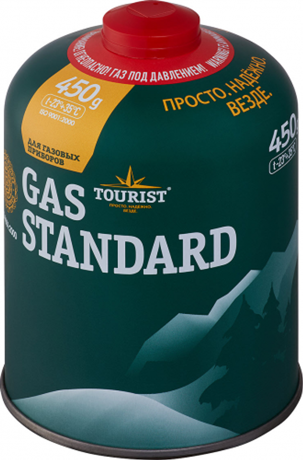 Газ баллон GAS STANDARD (TBR-450) для портативных приборов - резьбовой, «Tourist»