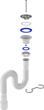 ГОФРОСИФОН 1 1/2Х40/50 AQUANT С МЕТ.РЕШ