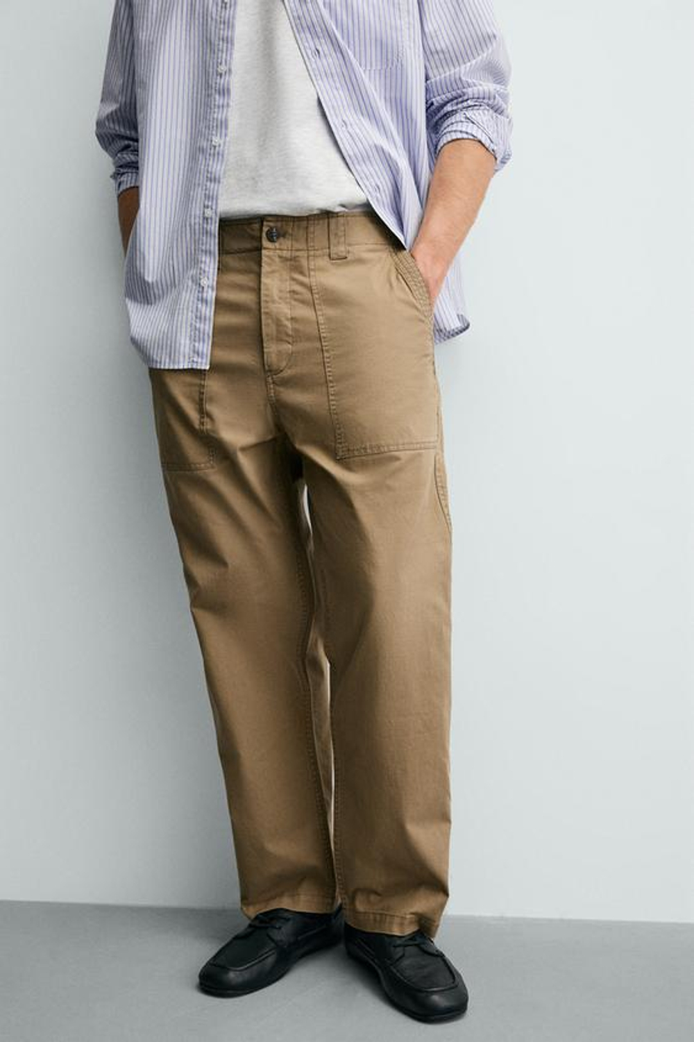 ZARA БРЮКИ STRAIGHT FIT С ЭФФЕКТОМ ПОТЕРТОСТИ, РЫЖЕВАТО-КОРИЧНЕВЫЙ