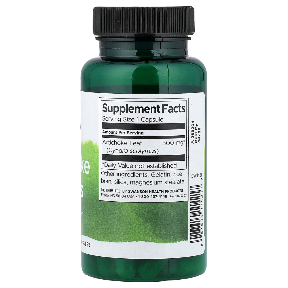 Swanson, Листья артишока, 500 мг, 60 капсул