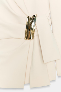 ZARA ДВУБОРТНЫЙ БЛЕЙЗЕР С ПРЯЖКОЙ, ЭКРЮ