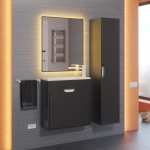 Тумба с раковиной для ванной Uperwood Modul 60 см, подвесная, матовая, черная