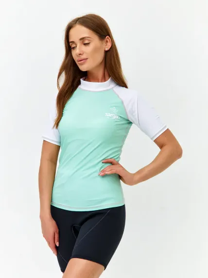 Футболка рашгард Sargan Агидель UPF 50+ женская св.мятный/белый