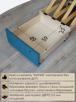 Кресло-кровать "Миник" 60 см, спальное место 60х176 см, велюр Dream Denim