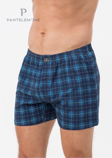Трусы мужские семейные Pantelemone PMB-439, клетка темно-синяя/деним