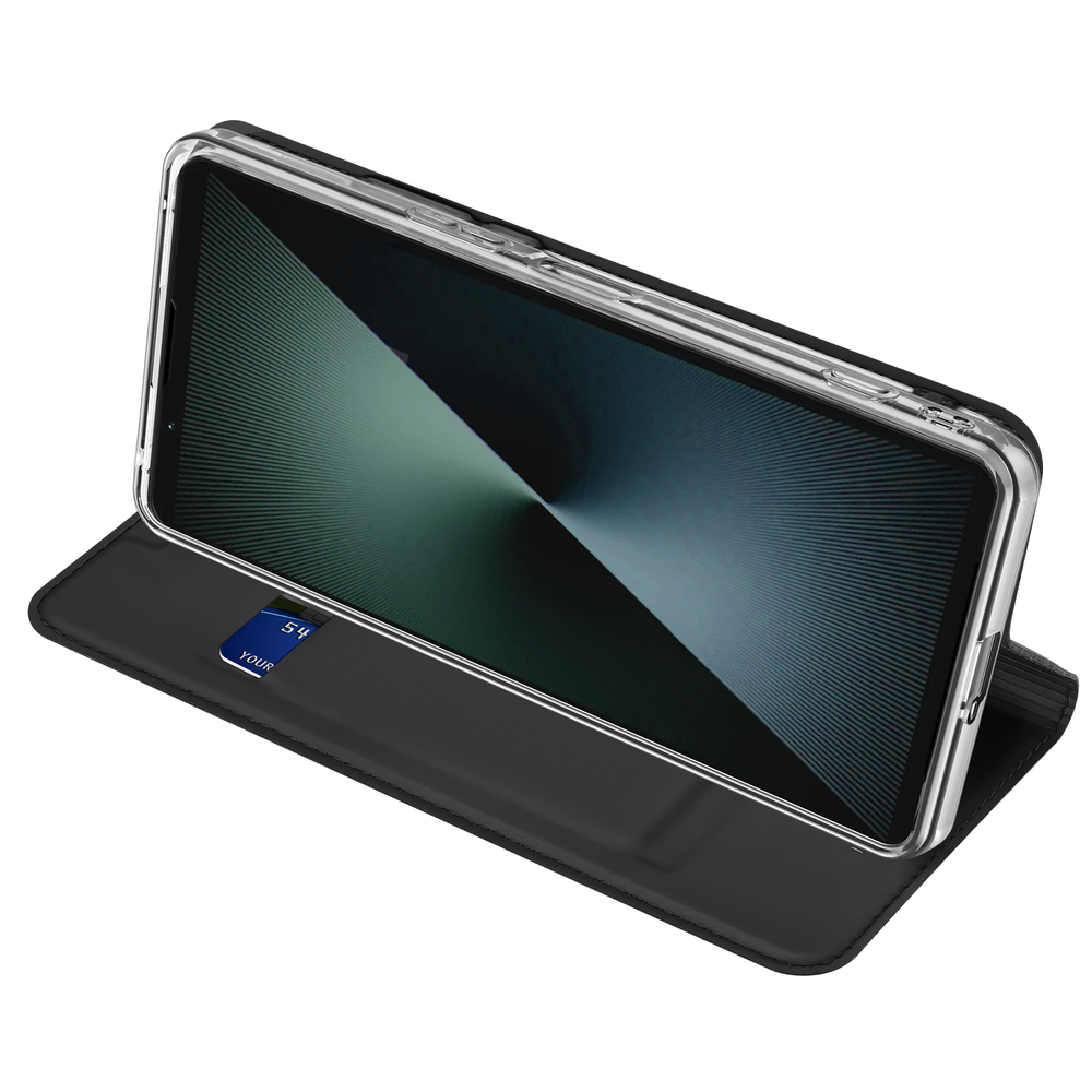 Чехол книжка из кожи черного цвета для Sony Xperia 1 VIII (1-8), серия Skin Pro Series от Dux Ducis