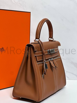 Hermes Kelly Lakis сумка женская кожаная светло-коричневый
