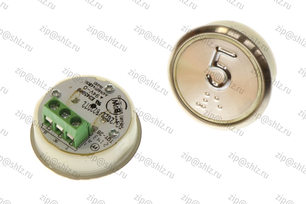 Кнопка (кнопочный модуль) BBP-R331-CMPLT-D-W &quot;5 этаж&quot;, круглая, динамическая белая подсветка, Брайль.