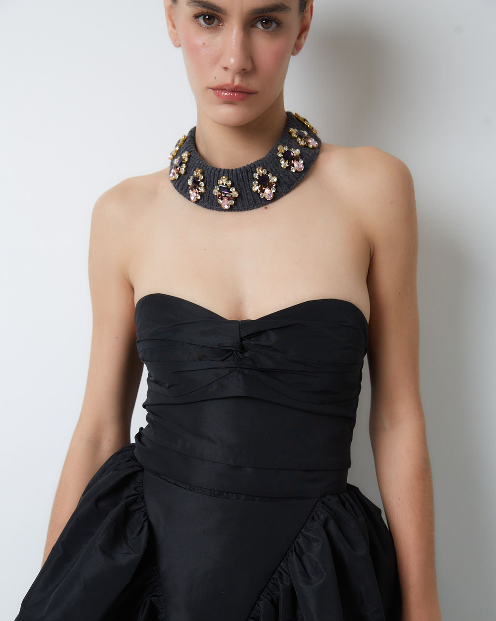 Топ-корсет из тафты черный