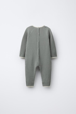 ZARA КОМБИНЕЗОН С КОНТРАСТНОЙ ОТДЕЛКОЙ, СВЕТЛЫЙ ХАКИ