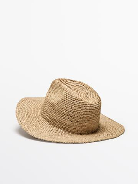 Massimo Dutti Шляпа из рафии, бежевый