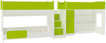 Трехъярусная кровать КарИВи Л-43.1.5 Белый  Лайм