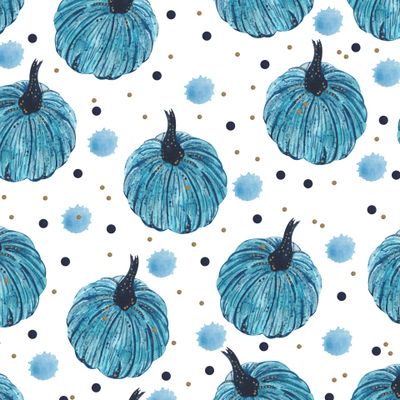 Акварельные тыквы голубого цвета