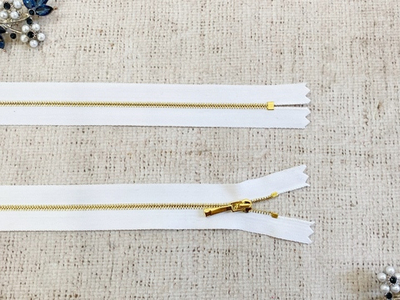 Молния металл Т0, L 16 см, н/р, белый с золотом