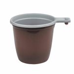 Чашка одноразовая для чая и кофе 200 мл, КОМПЛЕКТ 50 шт., пластик, бело-коричневые, 607601