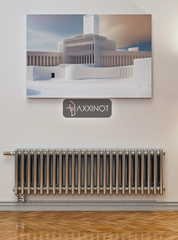 Axxinot Sentir Chrome 3037 - трехтрубный трубчатый радиатор высотой 370 мм, нижнее подключение с термовентилем