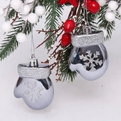 Ёлочные игрушки «Волшебные варежки» 6 см (набор 2 шт), Графит