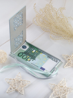 Купюрница деревянная, покраска акрил, с атласной леной, артикул КДХ-008