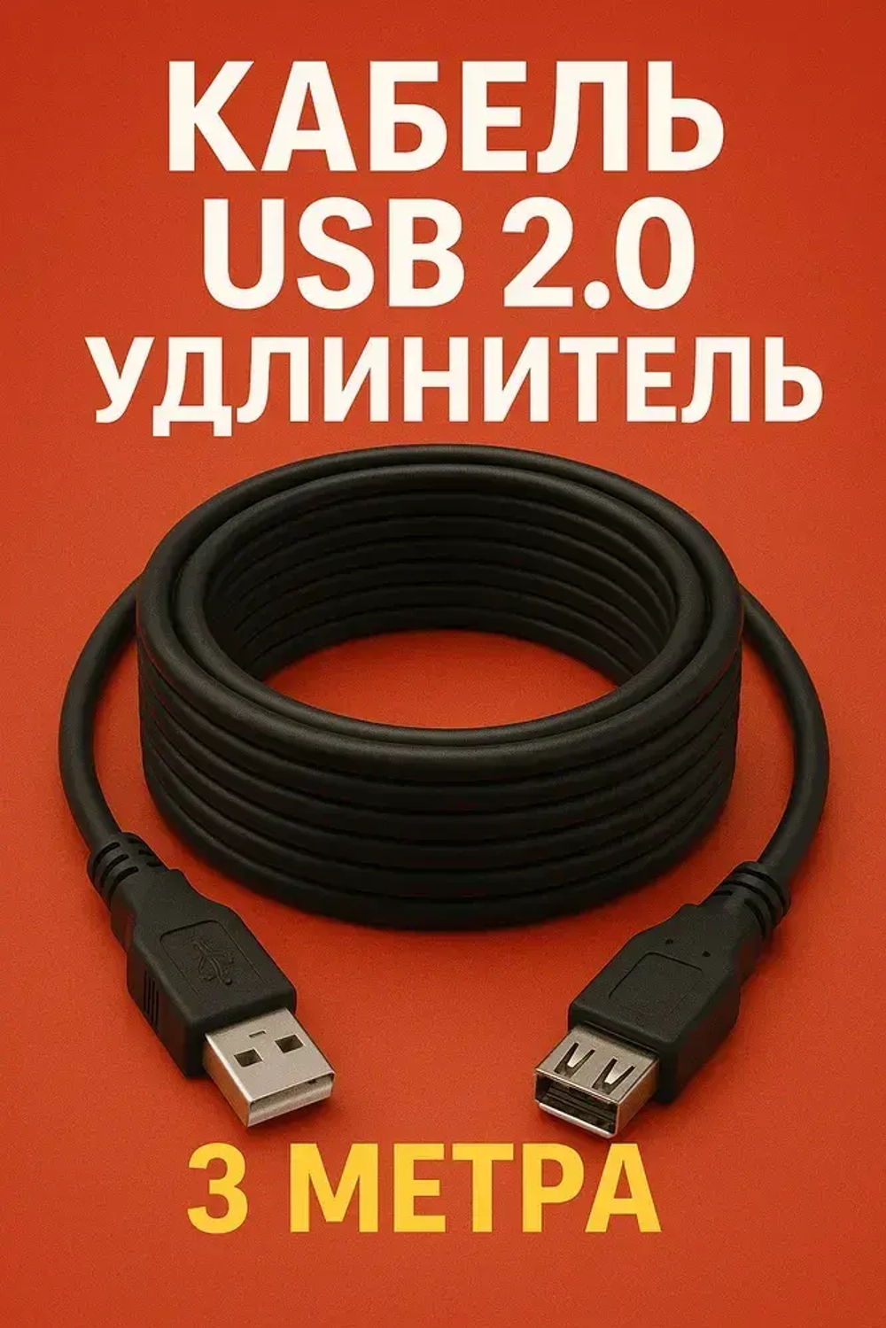 Кабель USB 2.0 удлинитель 3 метра