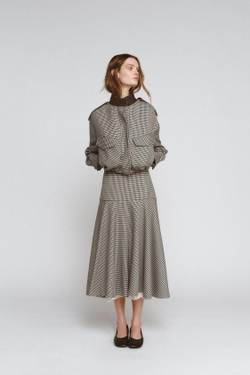 ZARA КОМБИНИРОВАННАЯ ЮБКА В КЛЕТКУ — ZW COLLECTION, КОРИЧНЕВЫЙ