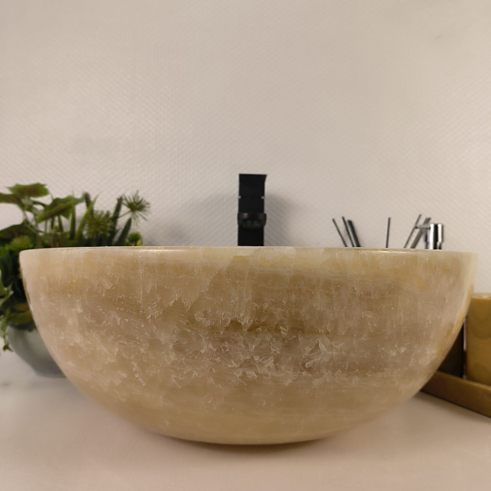 Каменная раковина из оникса Bowl Yellow BO-04725 (45*45*17) 0200 из натурального камня