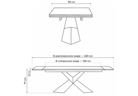 Керамический стол Woodville Хасселвуд 160(220)х90х77 baolai, черный, ножки черные