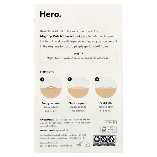 Hero Cosmetics, Mighty Patch™, Invisable+, 72 гидроколлоидных патча