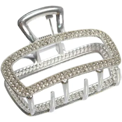 Заколка-краб для волос «AKS - DesignPRO», стразы, прямоугольник, цвет золото и хром, 5*3,8см