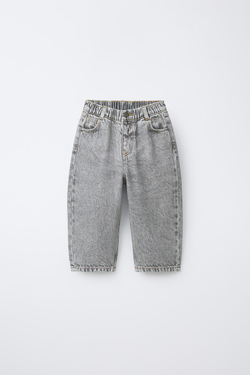 ZARA ДЖИНСЫ BAGGY RELAXED ACID, СЕРЫЙ