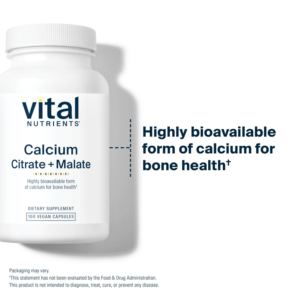 Vital Nutrients, Цитрат кальция и малат, 300 мг, 100 веганских капсул (150 мг в каждой капсуле)