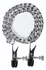 Регулируемые зажимы на соски Flat Nipple Screw с цепочкой (Цвет: серебро)