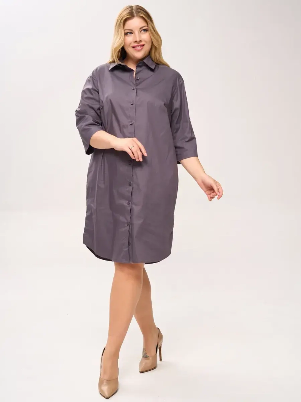 Платье-рубашка с карманами