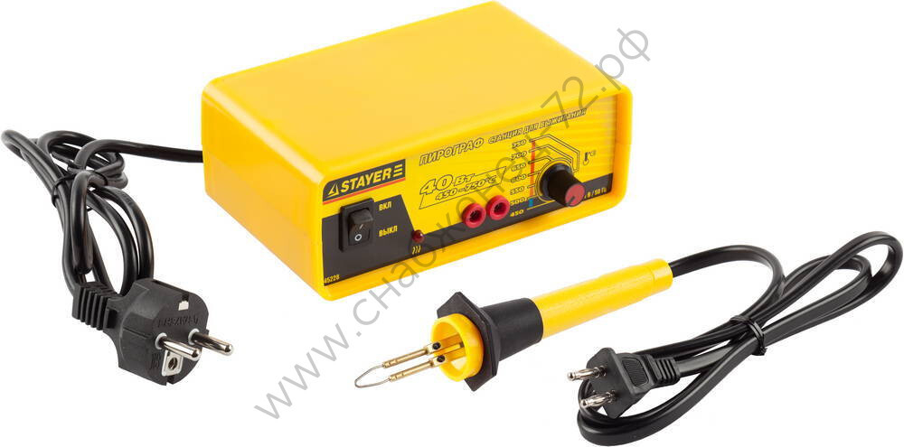 STAYER PROTerm 40Вт, диапазон нагрева 450-750°С, 2 сменных жала, Прибор для выжигания (Пирограф) (45228)