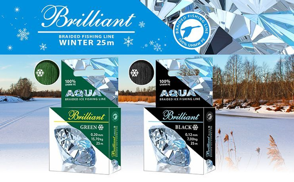 Плетеный шнур для рыбалки AQUA Black Brilliant зимний