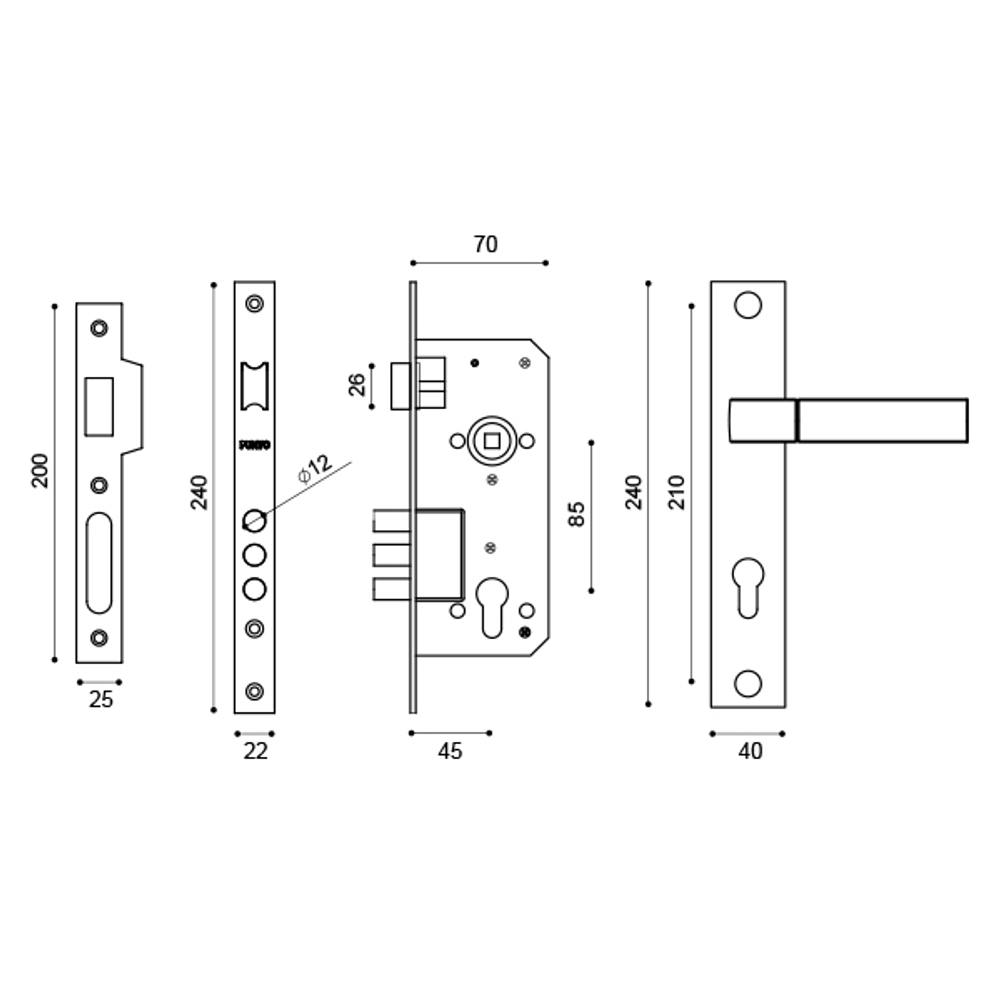Замок цилиндровый с ручкой LOCKSET90.ORION.4585-3 (KIT P90 4585/3 ORION) SN/CP мат.никель/хром