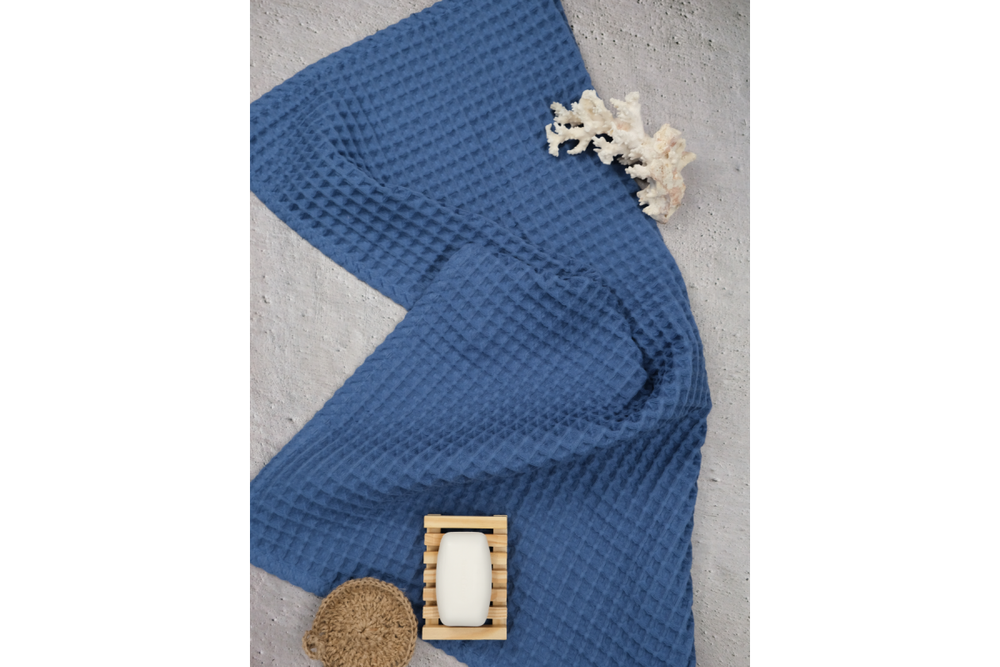 Комплект полотенец вафельных Home One 50х90 (4шт) темно-синий, голубой джинс, светло-серый, молочный