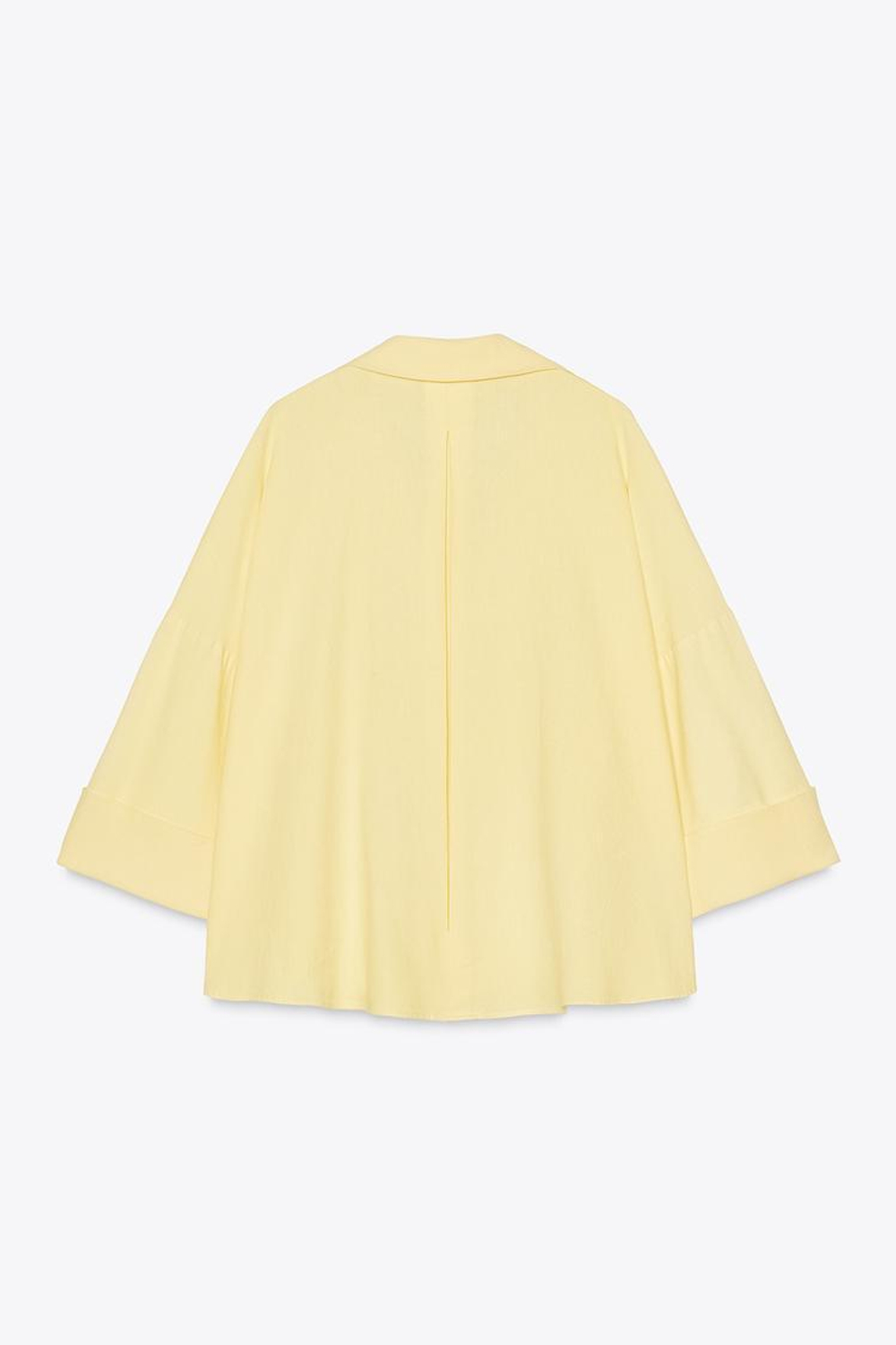 ZARA РУБАШКА ИЗ СМЕСОВОГО ЛЬНА С ШИРОКИМИ РУКАВАМИ, ЖЕЛТЫЙ