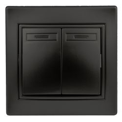 Выключатель Intro Plano 1-104-05 двухклавишный, 10А-250В, IP20, СУ, антрацит