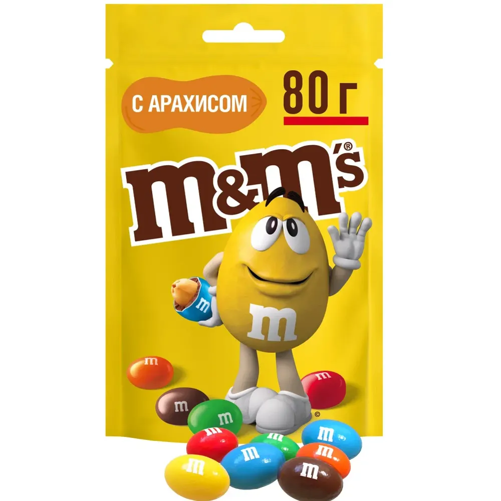 Драже M&amp;M&#39;s с арахисом и молочным шоколадом, 80г