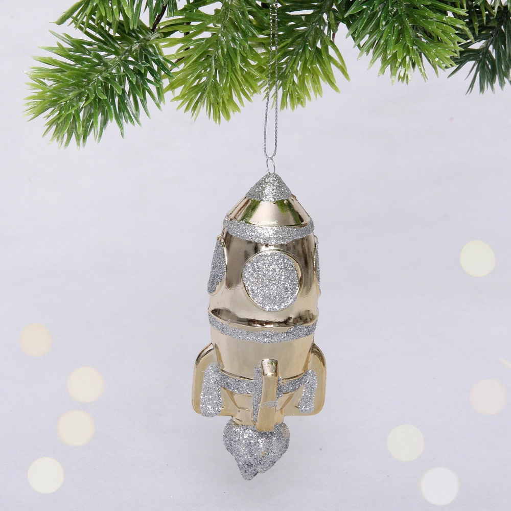 Елочная игрушка «Новогодняя ракета» 12*5*5 см, золото