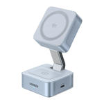 Складная зарядная станция MagSafe Ugreen MagFlow для iPhone и AirPods (Qi2.2) (W752) Беспроводная зарядка: Qi 25 Вт, Qi 5 Вт. Проводная зарядка: USB-C (5 Вт). Сертификация Qi2. Есть LED-индикация