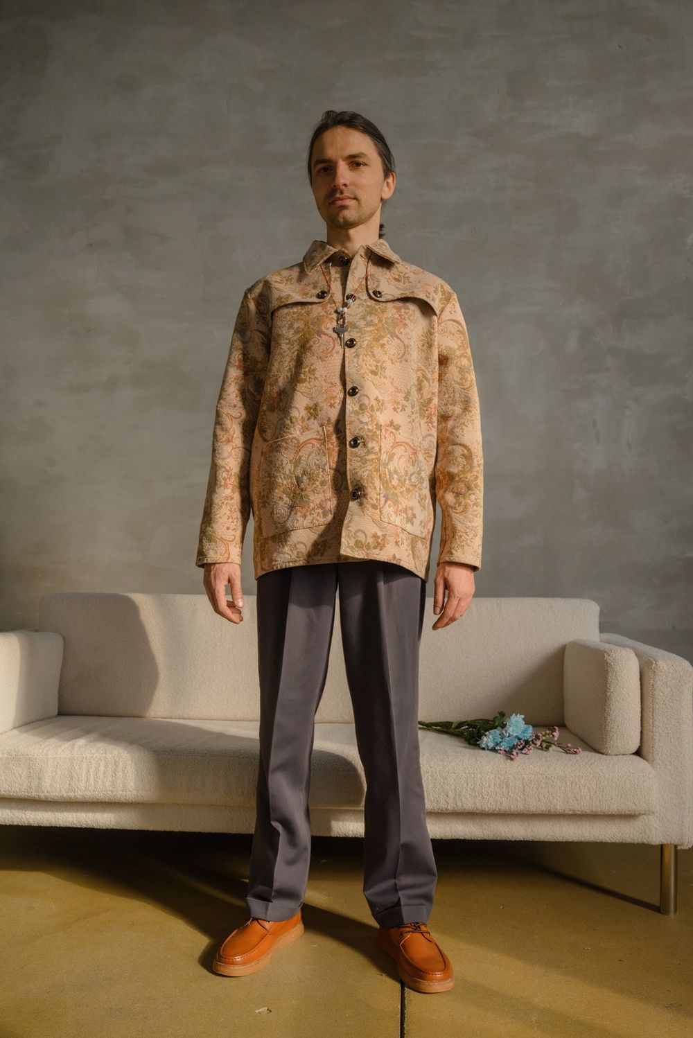 Купить Куртка Soeurs из Антикварного Гобелена/Antique Gobelin Jacket бежевая Куртка Soeurs из Антикварного Гобелена/Antique Gobelin Jacket бежевая