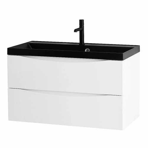 Тумба с раковиной Belbagno MARINO 80 белая матовая/черная раковина