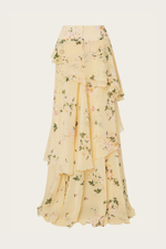 ЮБКА ИЗ ЖЕЛТОГО ШЕЛКА С АВТОРСКИМ ПРИНТОМ