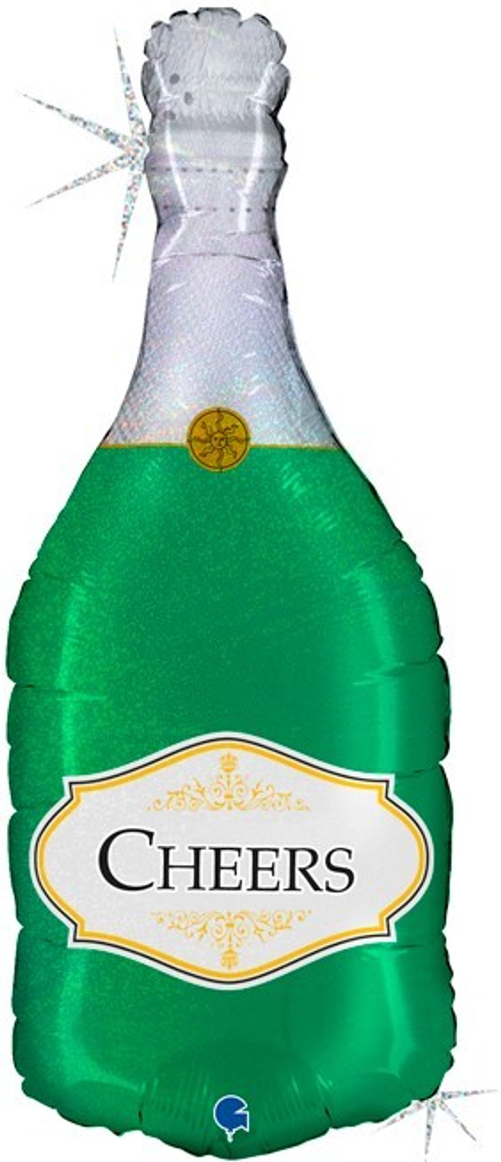 Шар (36''/91 см) Фигура, Бутылка Шампанское, Голография