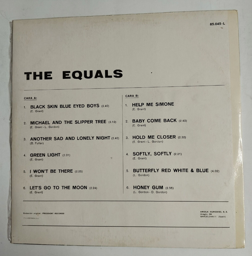 Винтажная виниловая пластинка LP The Equals Black Skin Blue Eyed Boys (Spain 1971)